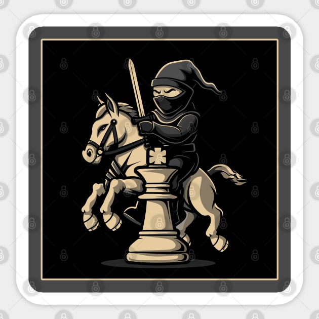 Chess Ninja On Knight Ninja For Chess Player Ninja Fan Art Sticker by RetroZin